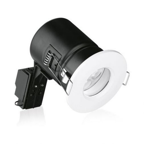 White Fire Rated IP65 GU10 Downlight - 75mm Cut Out, 86mm Diameter, 130mm Depth