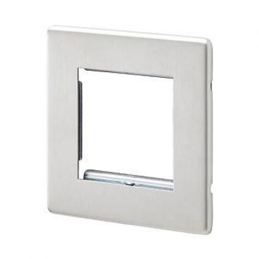 MK K24182BSS 2 Module Euro Data Plate, Brushed Stainless Steel, Screwless, 4mm Slim Profile