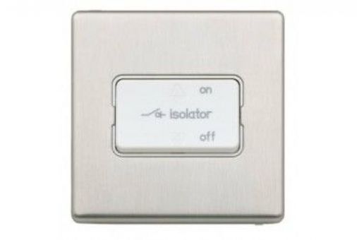 MK K24859BSSW 3 Pole Fan Isolator Switch, Brushed Stainless Steel, White Insert, Screwless, 4mm Slim Profile