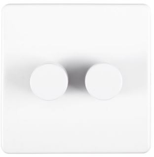 White LED/Incandescent Double Dimmer Switch with Matching Knob | 2 Way, 400W | Concealed 3mm range by Eurolite - ECW2DLED