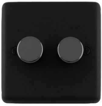 Eurolite MB2DLED Metal Matt Black Dimmer Switch 2 Gang